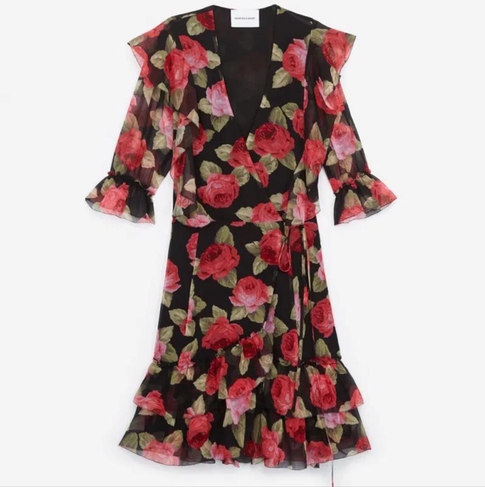 THE KOOPLES Viscose Light Floral wrap Dress